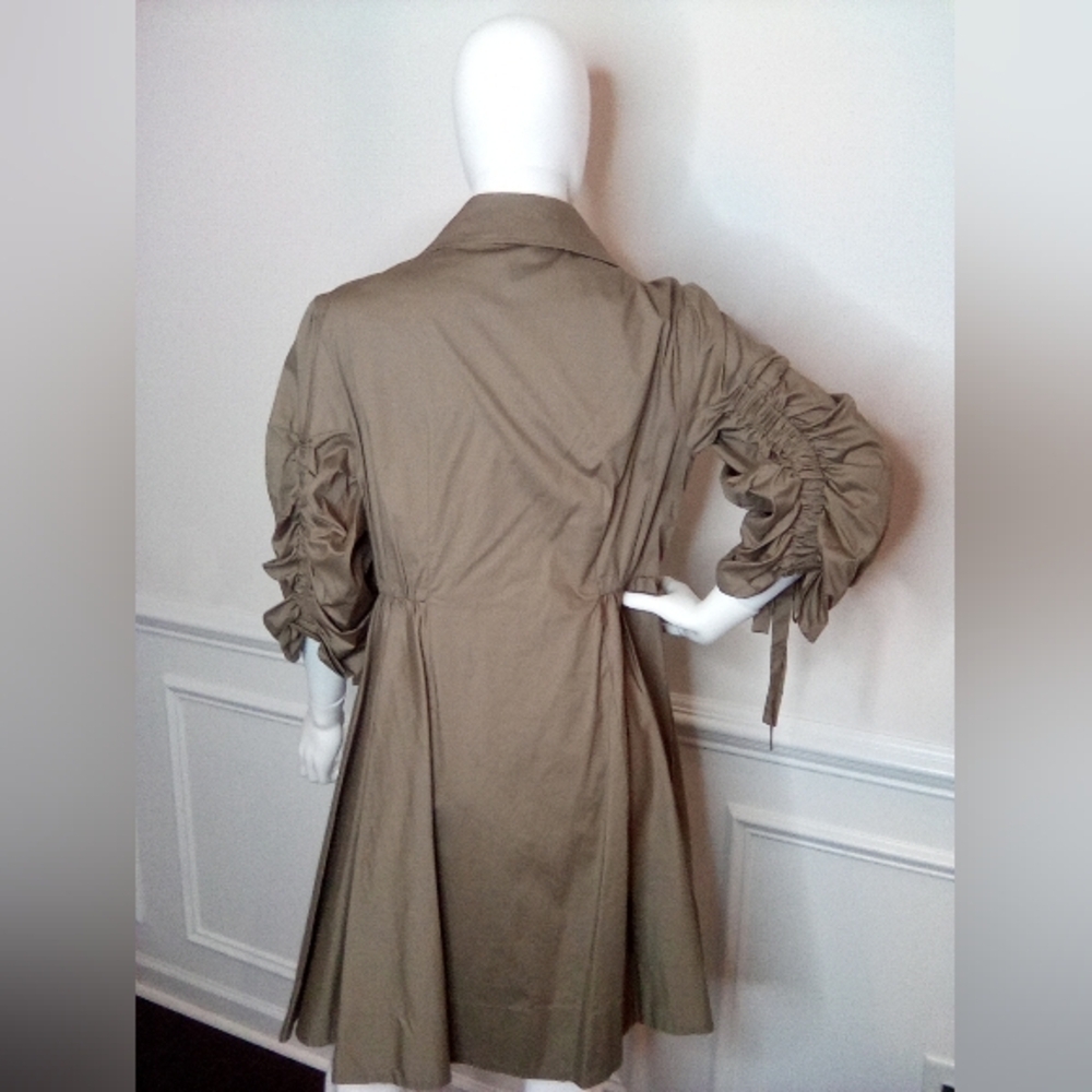 Women's MaisonTara 3/4 Sleeve Collared Shirt Dress, SizeXL, Olive, NEW - Picture 4 of 16